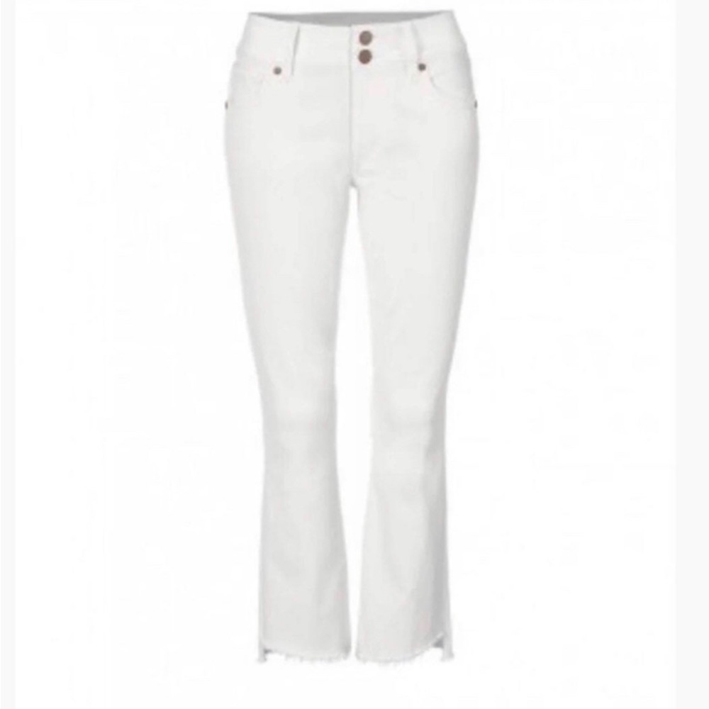 CAbi High-Low Crop White Jeans Sz 8